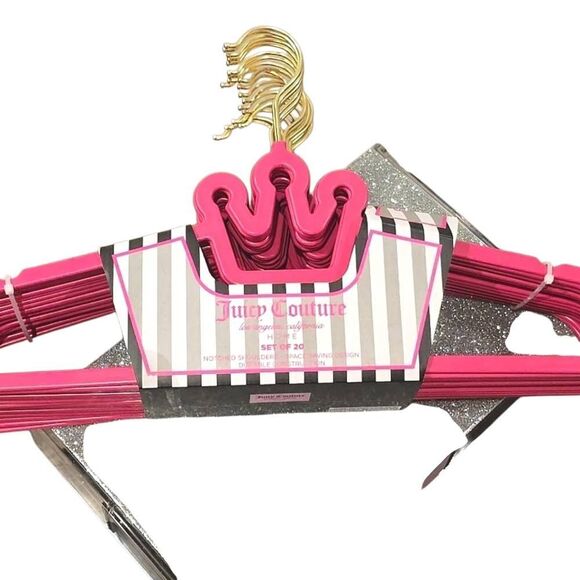 Juicy Couture Notched Shoulder Space Saving Crown Top Set of 20 Hangers- Pink - Picture 12 of 13